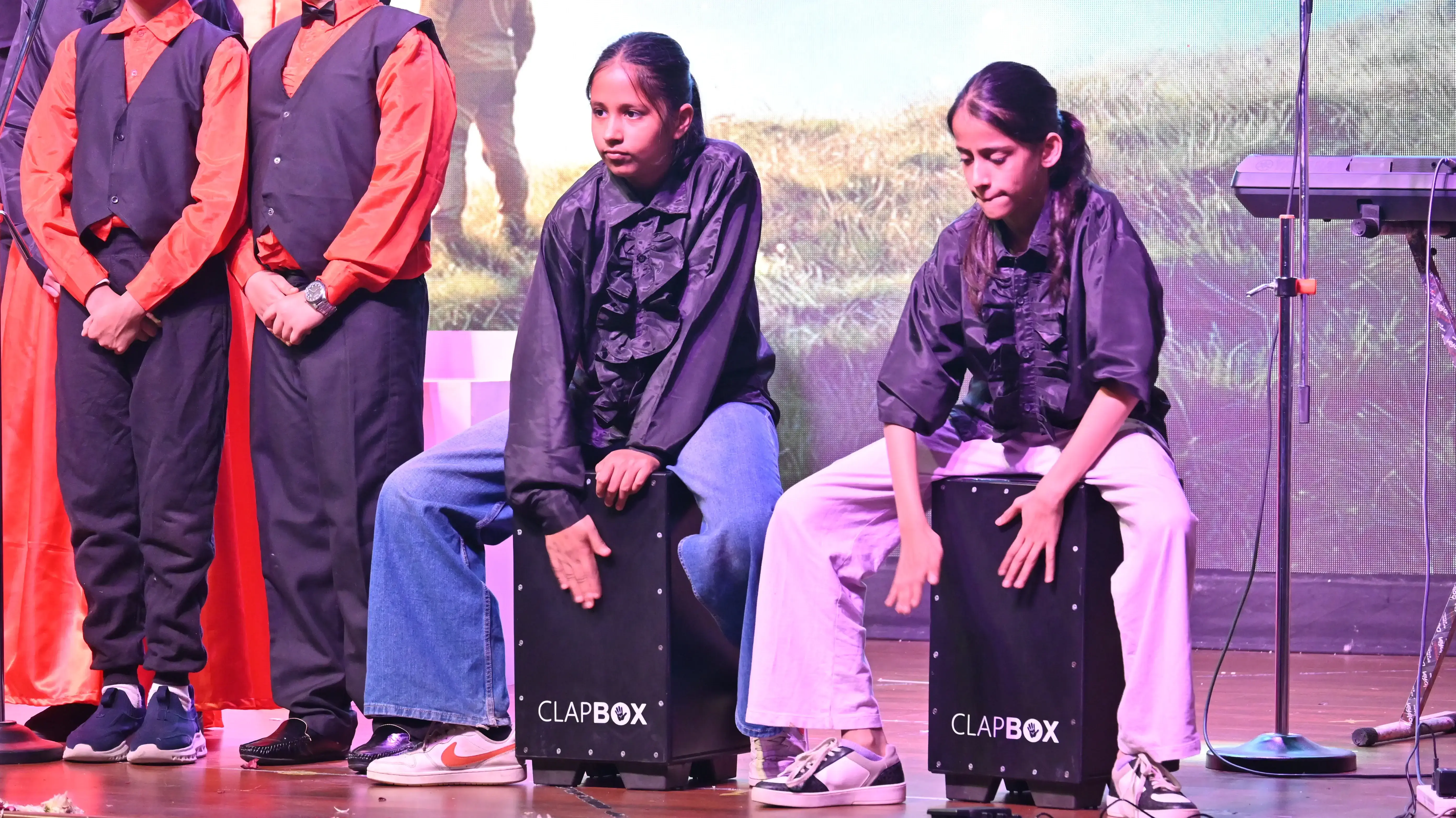 Students learning music